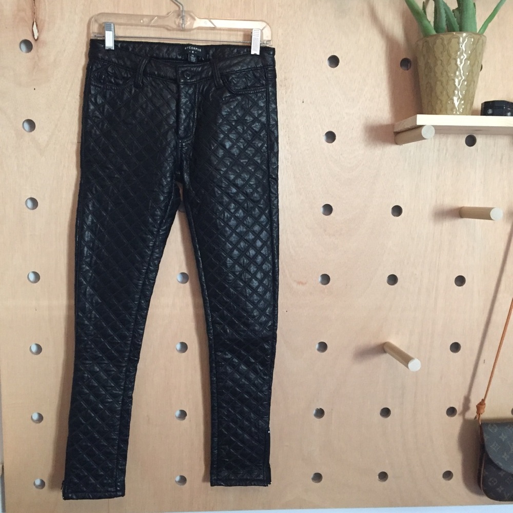 Quilted leather pants